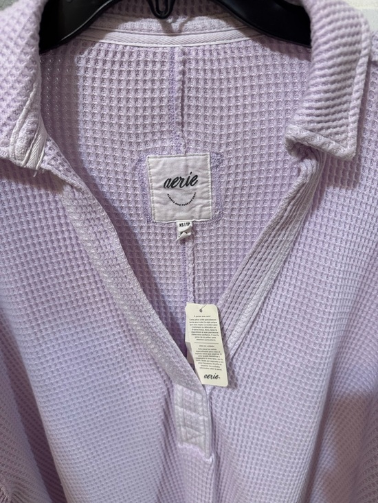 aerie Tops - aerie Light Lavender Waffle Henley Top